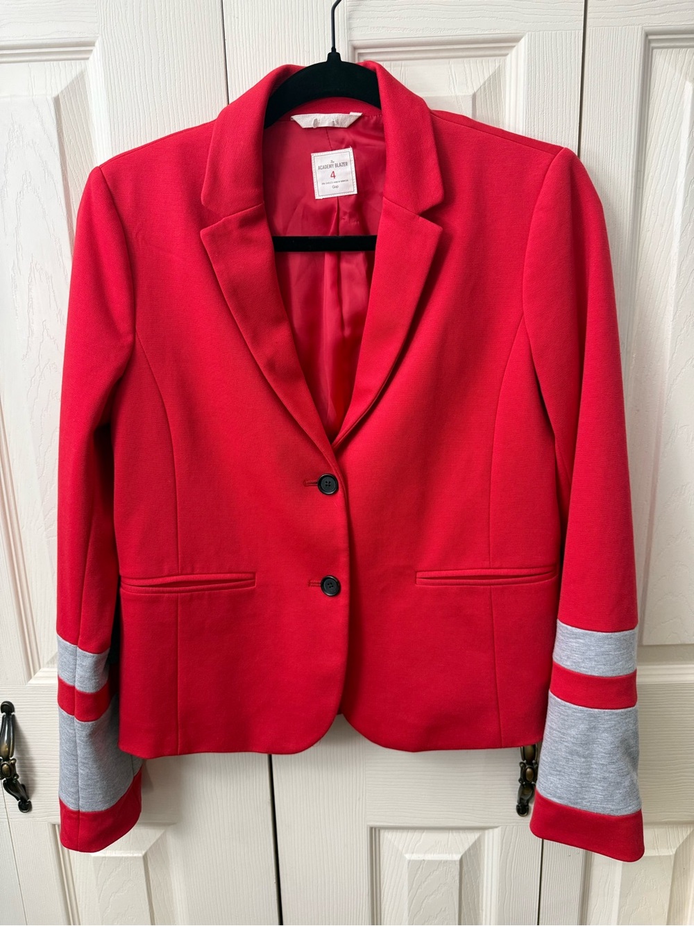 GAP The Academy Blazer Red Striped Sleeves Preppy Womens Size 4